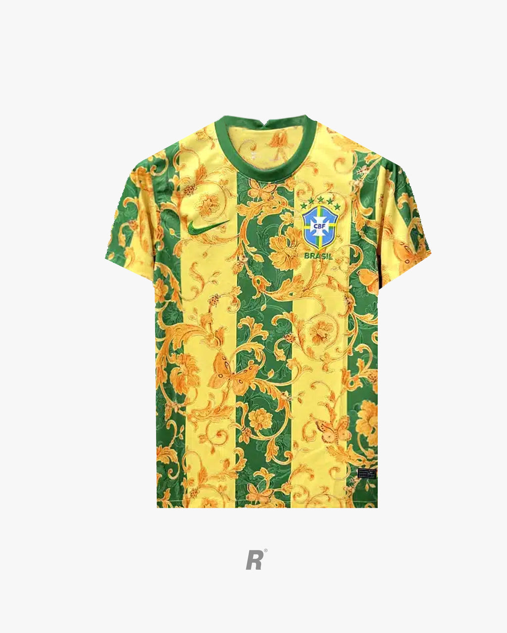 Brazil Flowers Jersey featuring a vibrant floral design and iconic Brazil colors.