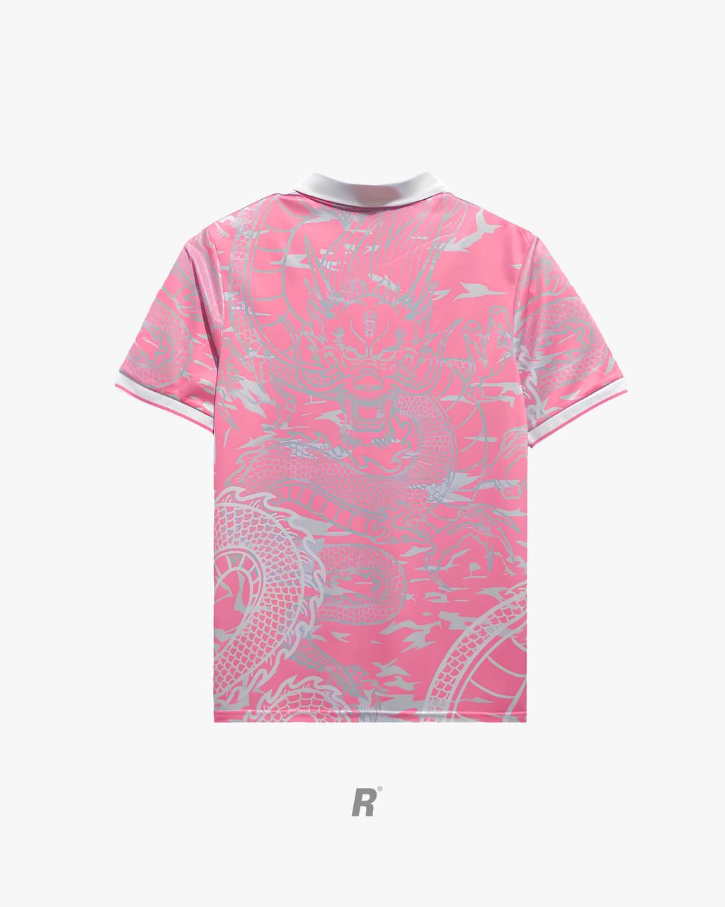 Highlight the back details of the Real Madrid Pink Dragons Jersey. Durable, eye-catching, and collector-ready for fans.