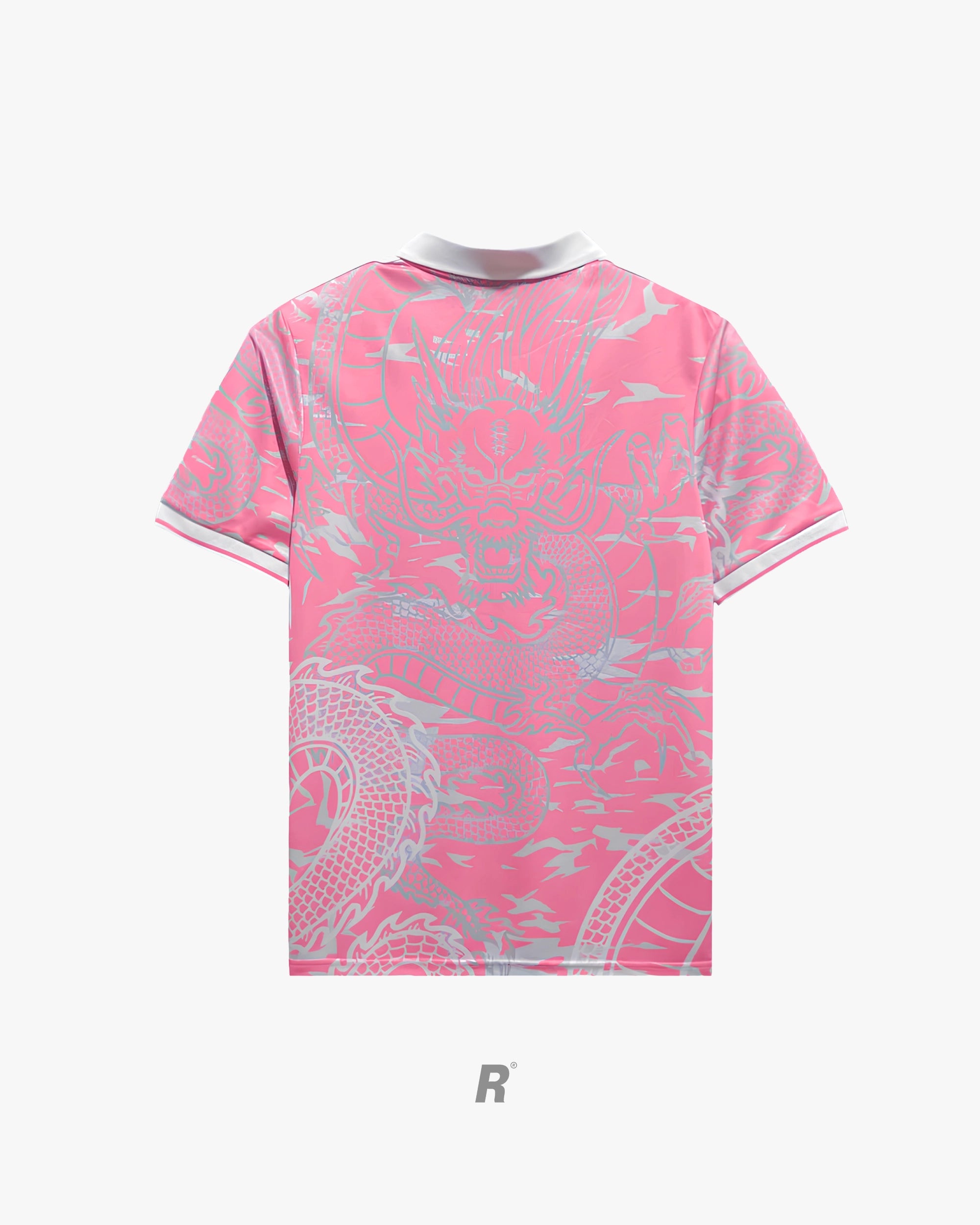 Highlight the back details of the Real Madrid Pink Dragons Jersey. Durable, eye-catching, and collector-ready for fans.