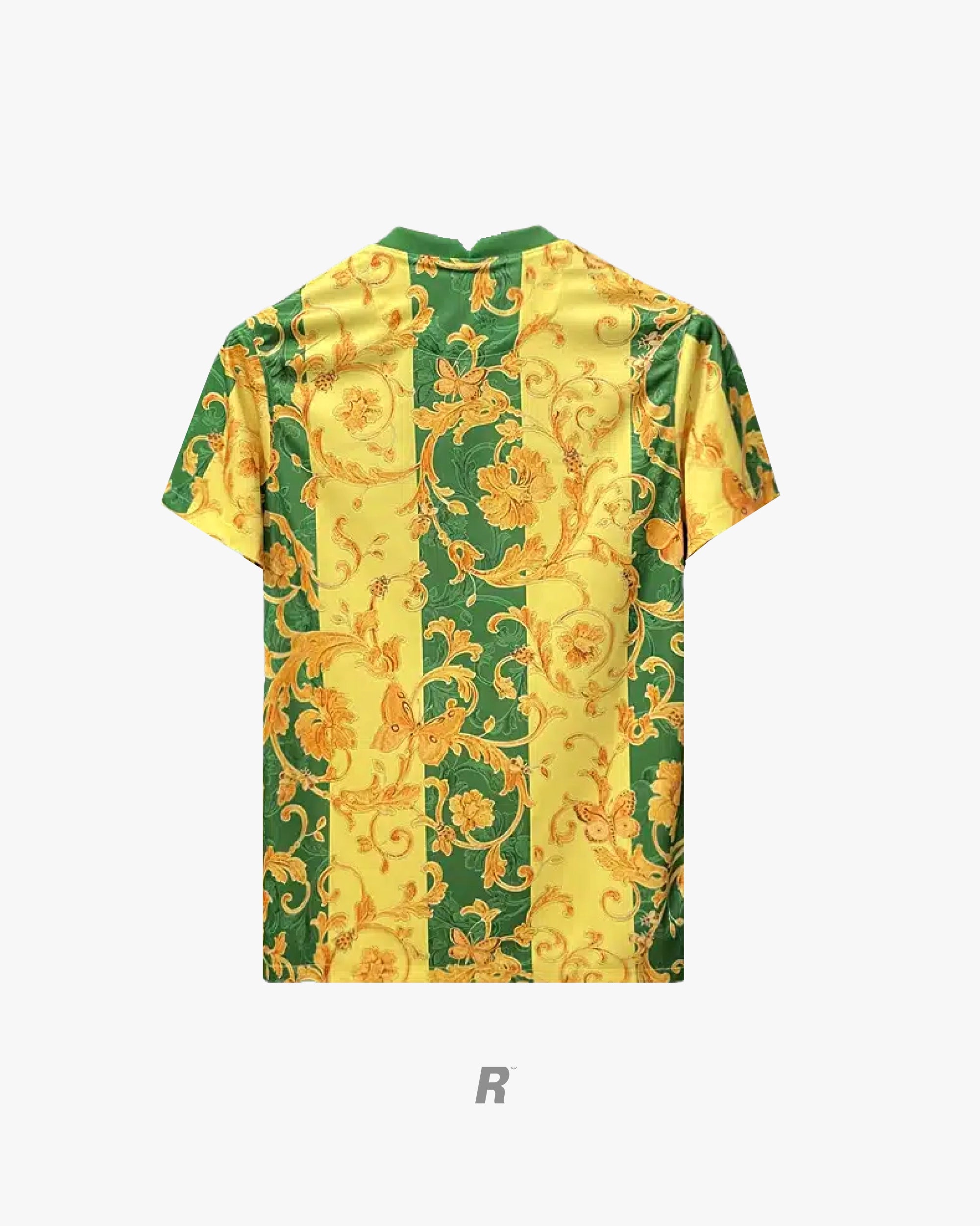 Brazil Flowers Jersey featuring vibrant floral design and bold yellow and green colors.