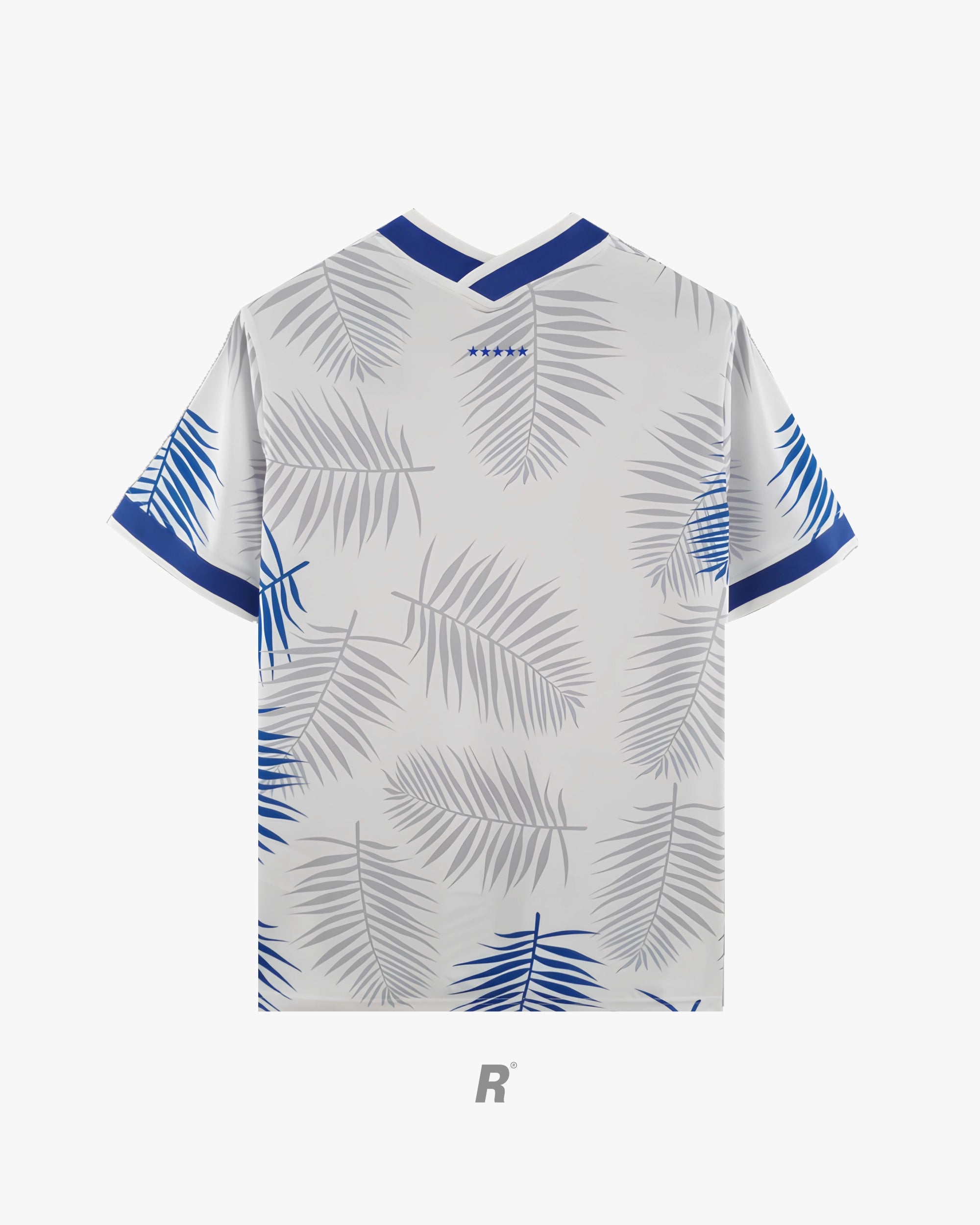 Highlight the sleek back of the Brazil Blue Palm Trees Jersey. Comfortable, durable, and ideal for both play and display.