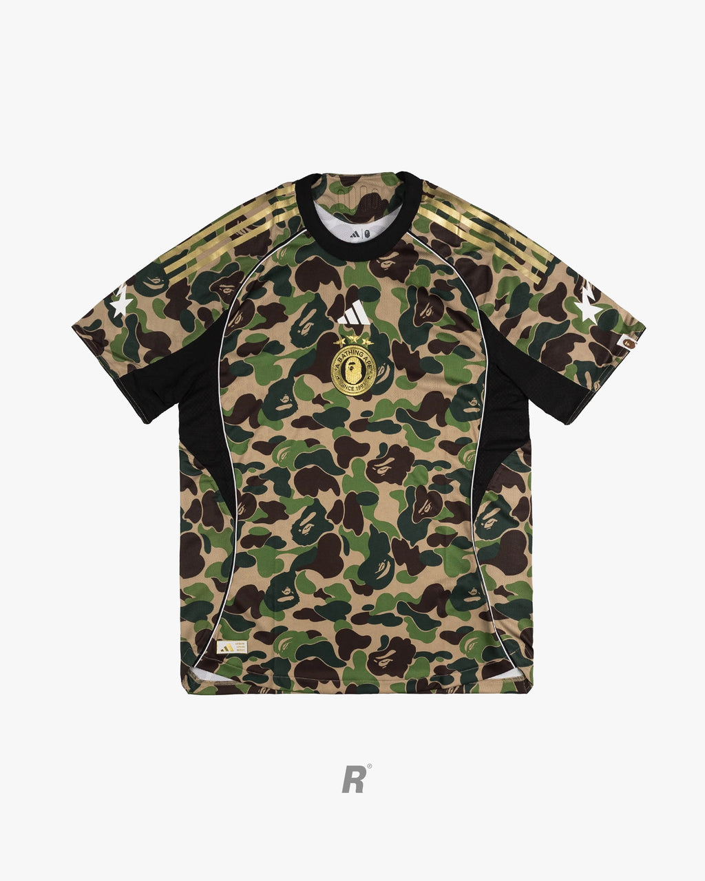 The Bape Green Football Jersey merges streetwear power with Adidas performance — bold, sleek, and iconic.
