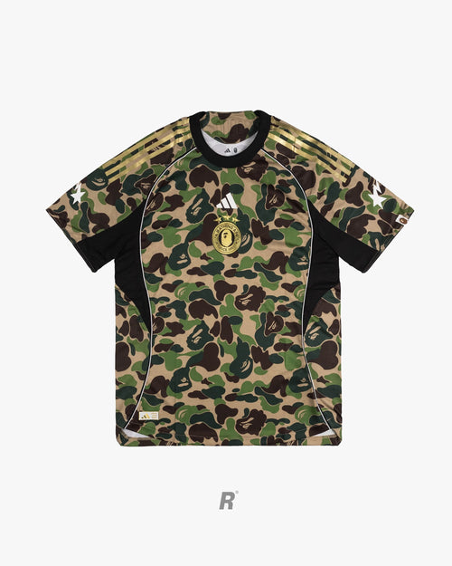 The Bape Green Football Jersey merges streetwear power with Adidas performance — bold, sleek, and iconic.