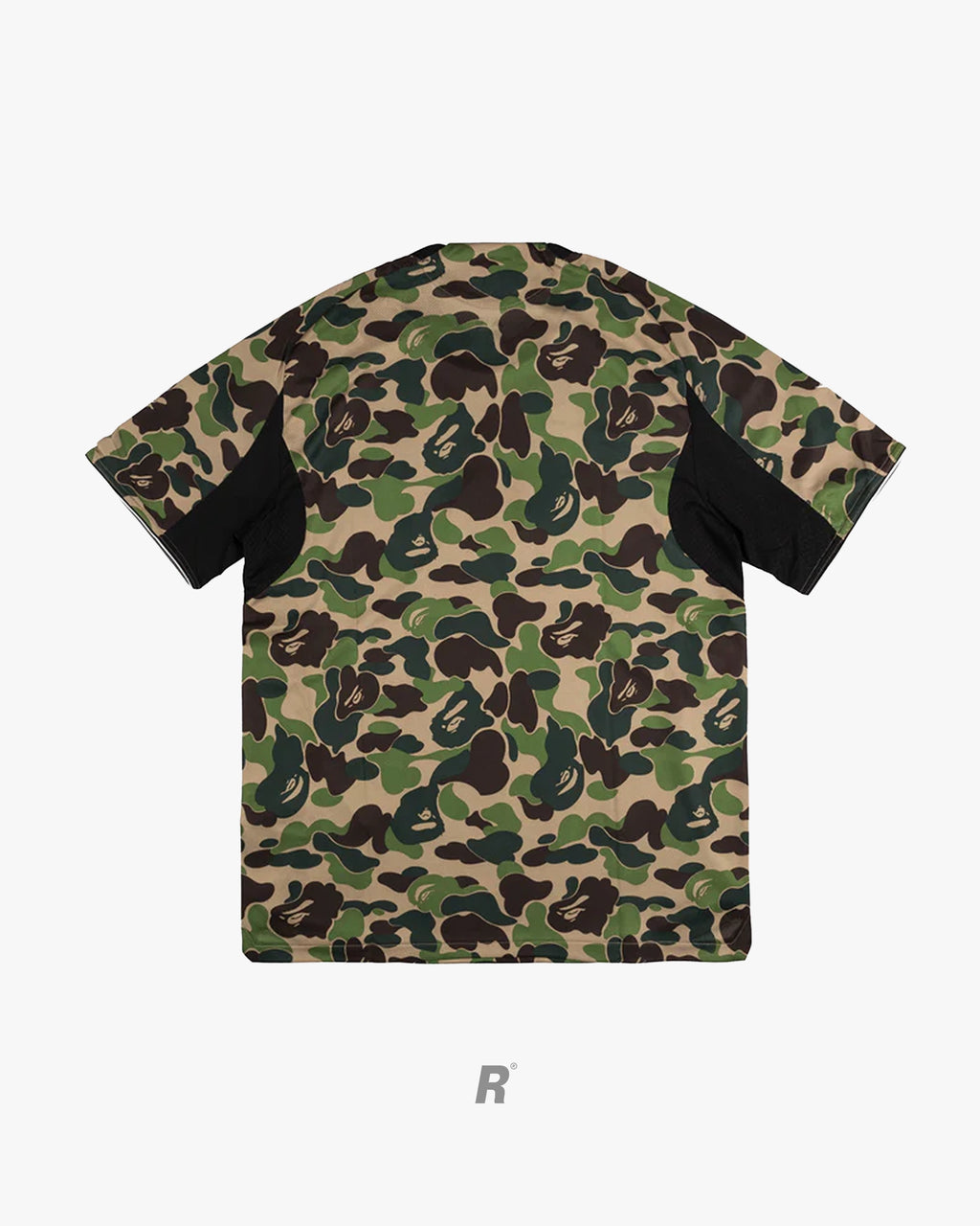 Green camo perfection. The Bape Green Football Jersey delivers street luxury on and off the pitch.